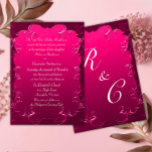 Romantic Elegance Pink Vintage Wedding Invitation<br><div class="desc">A beautiful pink wedding invitation with the elegant white typography surrounded by a darker crimson frame with silver and white flourishes. This oh-so elegant wedding invitation can be personalised very easily with your own names, dates and other relevant info. It also includes room for the personalised monograms of the bride...</div>