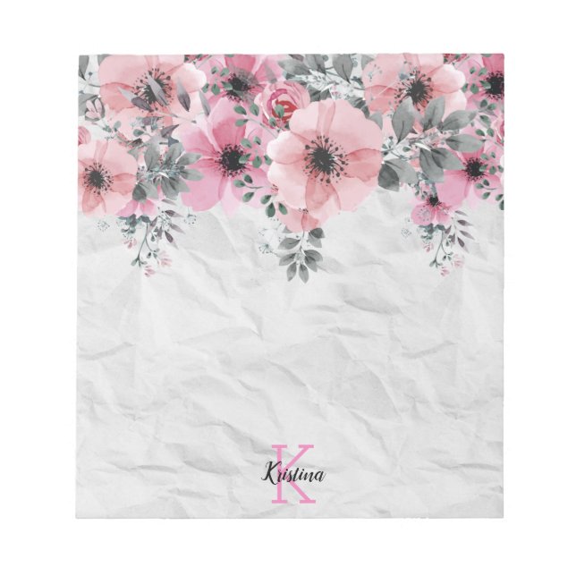 Romantic Elegant Antique Floral Personalised Notepad (Front)