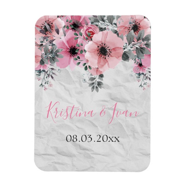 Romantic Elegant Antique Floral Wedding Magnet (Vertical)