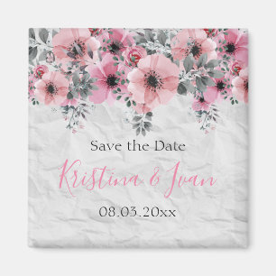 Romantic Elegant Antique Floral Wedding Magnet