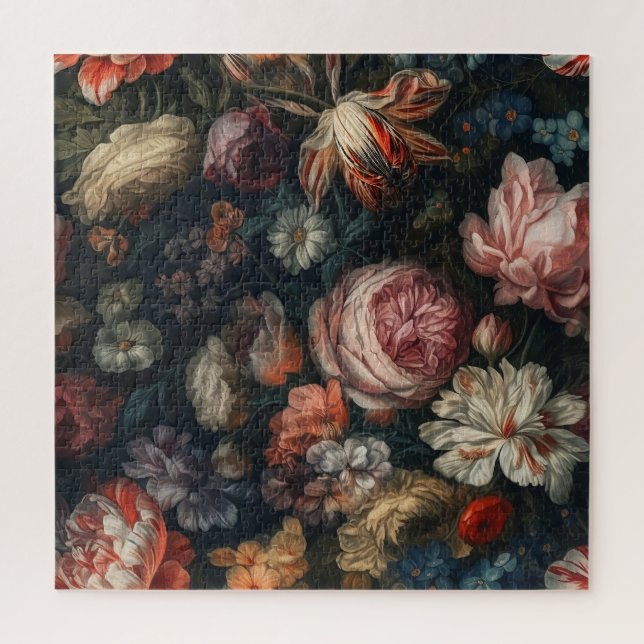 Romantic Elegant Baroque Flowers Oil Painting Jigsaw Puzzle (Vertical)