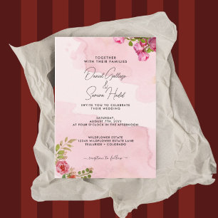 Romantic Elegant Blush Pink Floral Wedding Invitation