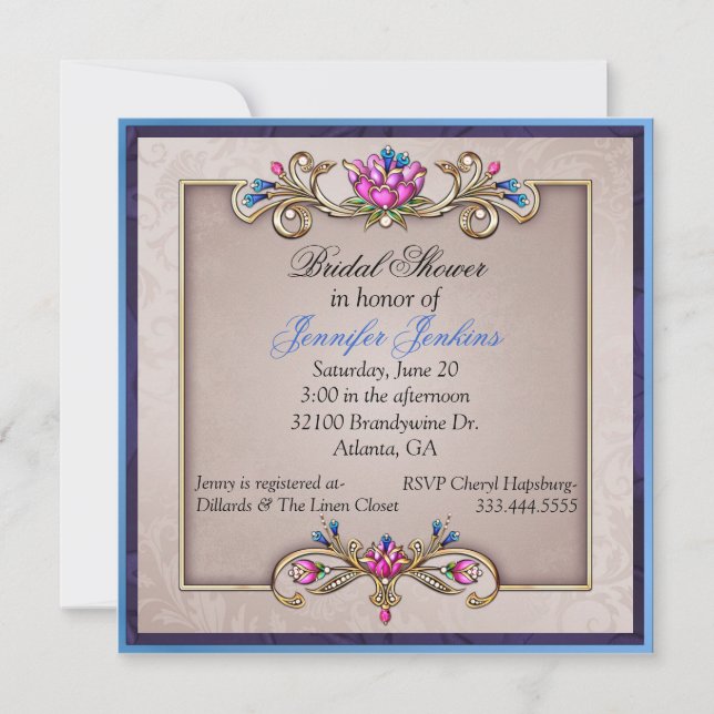 Romantic Elegant Bridal Shower Invitation (Front)