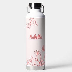Romantic elegant coral floral water bottle