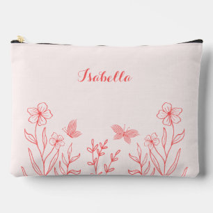 Romantic elegant coral pink floral accessory pouch