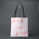 Romantic elegant coral pink floral  tote bag<br><div class="desc">Unique simple tote bag featuring romantic and elegant coral pink flowers on light pink background
FOR MORE MATCHING PRODUCTS click on the collection above or contact me.</div>