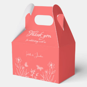 Romantic elegant coral pink floral wedding favour box