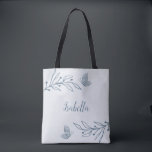 Romantic elegant dusty blue floral  tote bag<br><div class="desc">Unique simple tote bag featuring romantic and elegant dusty blue flowers on light blue background
FOR MORE MATCHING PRODUCTS click on the collection above or contact me.</div>
