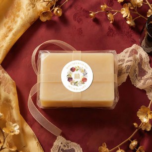 Romantic Elegant Floral Chinese Double Happiness  Classic Round Sticker