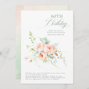 Romantic Elegant Floral Pink Birthday Party Invitation
