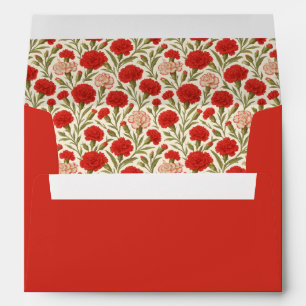 Romantic Elegant Floral Red Wedding Envelope