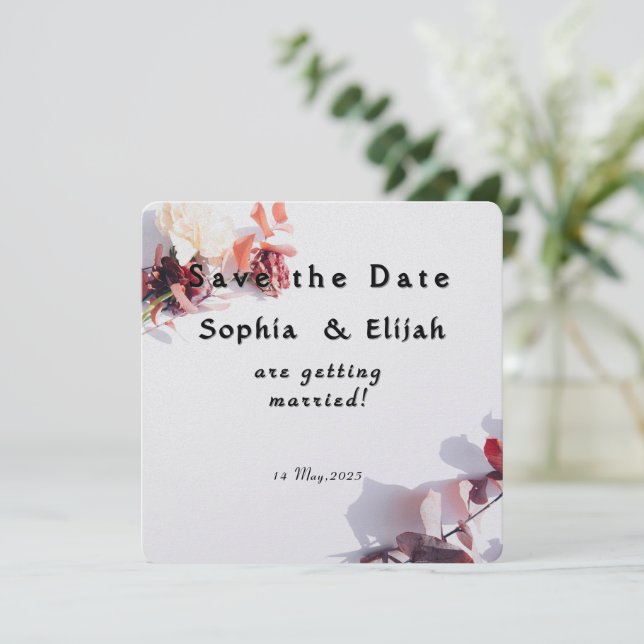 Romantic Elegant Floral Save the date wedding card (Standing Front)