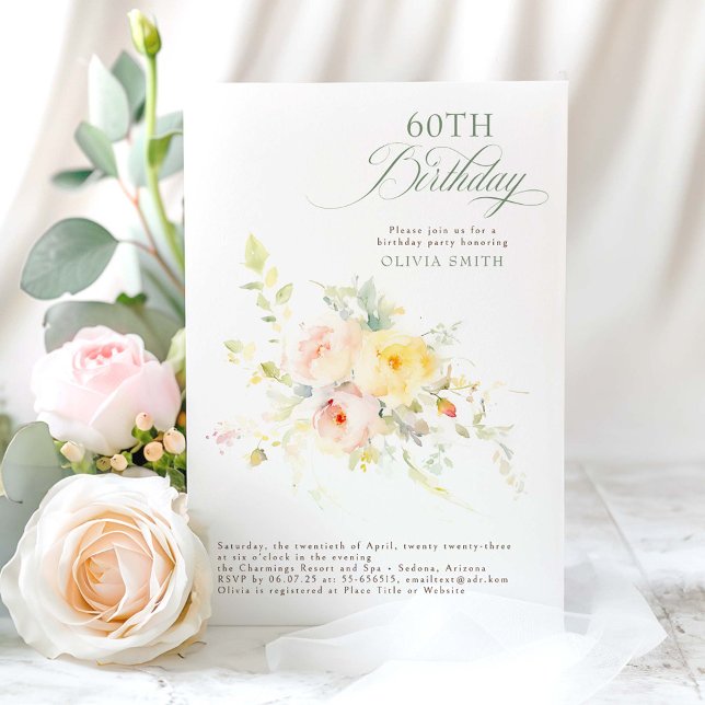 Romantic Elegant Floral Summer Birthday Party Invitation (Floral Birthday Invitations)