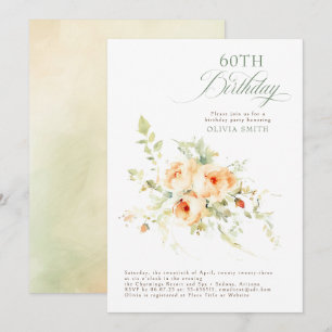 Romantic Elegant Floral Terracotta Birthday Party Invitation