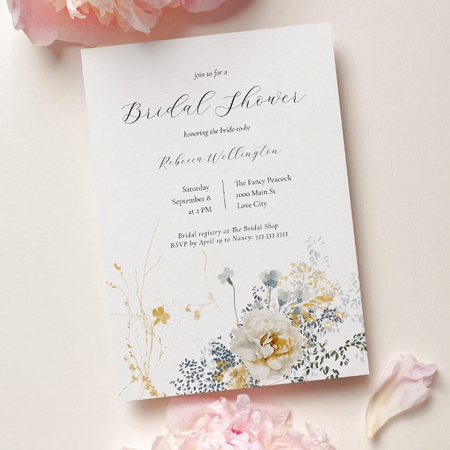 Romantic Elegant Floral Watercolor Bridal Shower Invitation (Creator Uploaded)