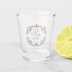 Romantic Elegant Foliage Monogram  Shot Glass