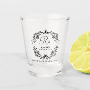 Romantic Elegant Foliage Monogram Shot Glass