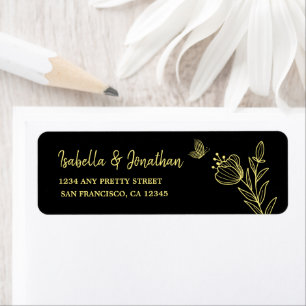Romantic elegant gold floral black wedding