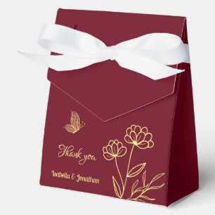 Romantic elegant gold flower burgundy wedding favour box