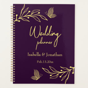 Romantic elegant gold flower purple planner