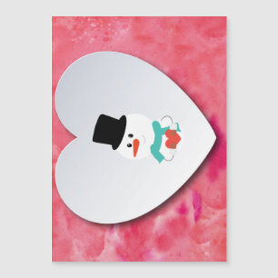 Romantic,Elegant, Heart,Snowman Magnetic Card