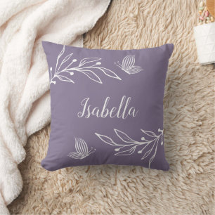 Romantic elegant mauve floral cushion