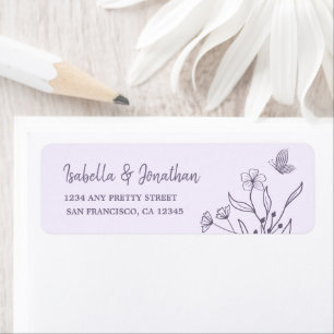Romantic elegant mauve floral return address