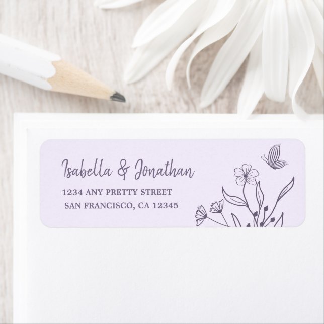 Romantic elegant mauve floral return address (Insitu)