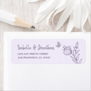 Romantic elegant mauve floral return address