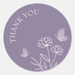 Romantic elegant mauve floral wedding classic round sticker