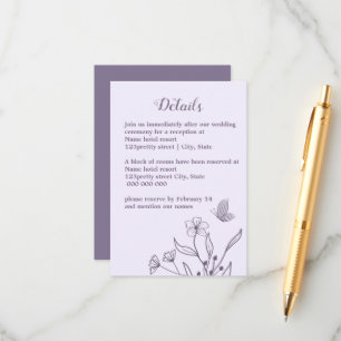 Romantic elegant mauve floral wedding enclosure card