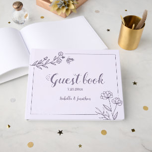 Romantic elegant mauve floral wedding guest book