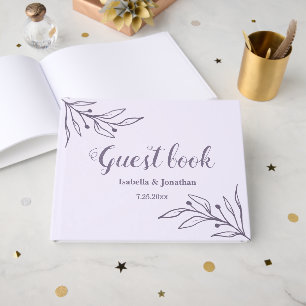 Romantic elegant mauve floral wedding guest book