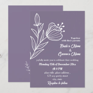 Romantic elegant mauve floral wedding invitation
