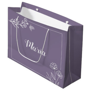 Romantic elegant mauve floral wedding large gift bag