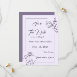 Romantic elegant mauve floral wedding save the date
