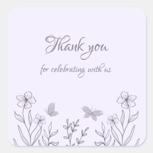 Romantic elegant mauve floral wedding square sticker