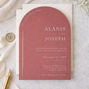 Romantic Elegant Minimalist Copper Rust Wedding Invitation