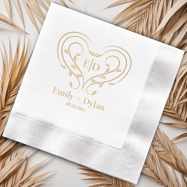 Romantic Elegant Monogram  Foil Napkins (Creator Uploaded)