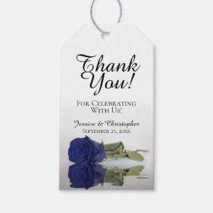 Romantic Elegant Navy Blue Rose Wedding Thank You Gift Tags