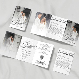 Romantic Elegant Photo Tri-fold Wedding Invitation