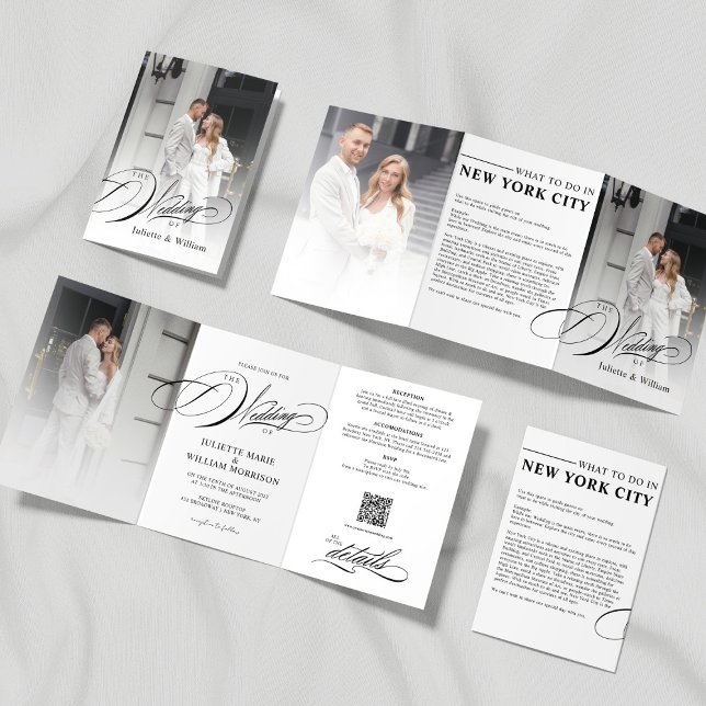 Romantic Elegant Photo Tri-fold Wedding Invitation (Creator Uploaded)
