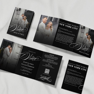 Romantic Elegant Photo Tri-fold Wedding Invitation