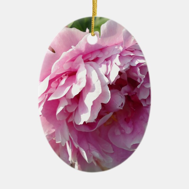 Romantic elegant pink floral Pink Peonies Ceramic Tree Decoration (Front)