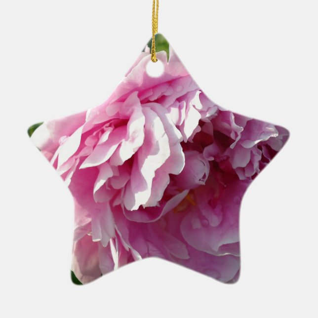 Romantic elegant pink floral Pink Peonies Ceramic Tree Decoration (Front)