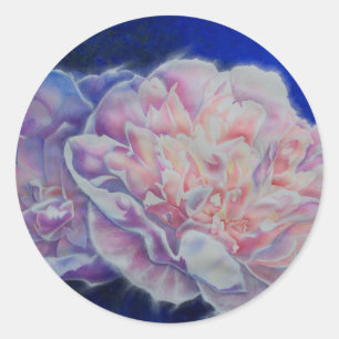 Romantic elegant pink white blue pastel watercolor classic round sticker