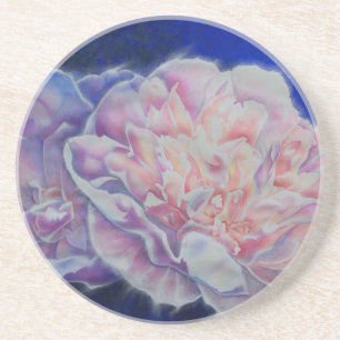 Romantic elegant pink white blue pastel watercolor coaster