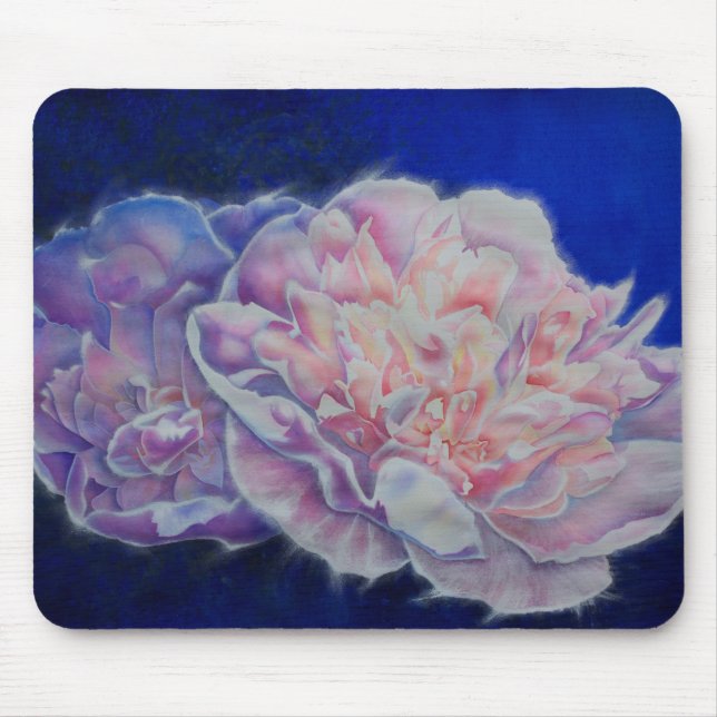 Romantic elegant pink white blue pastel watercolor mouse mat (Front)