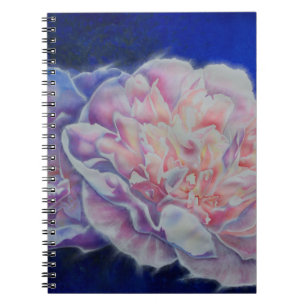 Romantic elegant pink white blue pastel watercolor notebook
