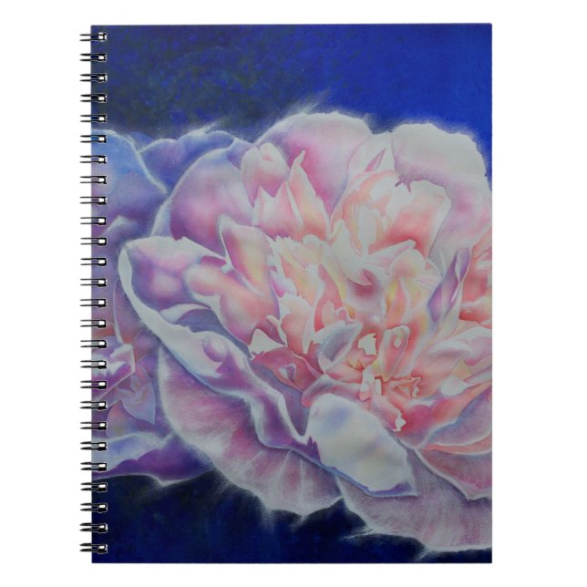 Romantic elegant pink white blue pastel watercolor notebook (Front)